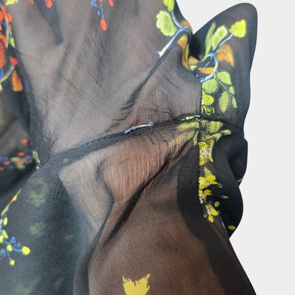 Anthropologie Jamison Floral Ruffles Flowy Tunic Blouse M Romantic Whimsy Goth - Picture 12 of 12